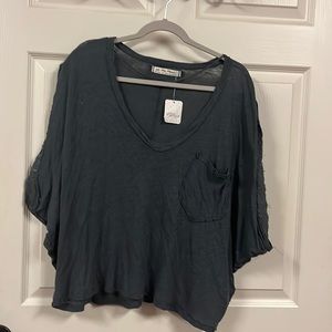 Free People Charcoal Scoop Neck Top Size XS